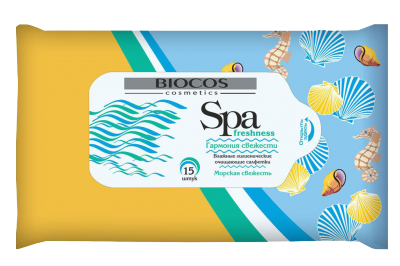 Влажные салфетки BioCos SPA Freshness морская свежесть, уп.15