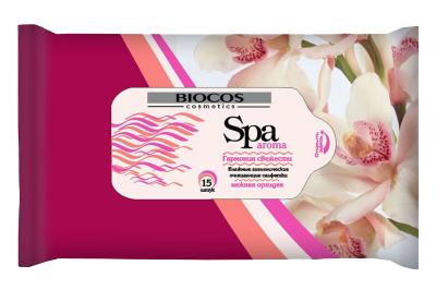 Влажные салфетки BioCos SPA Aroma нежная орхидея, уп.15