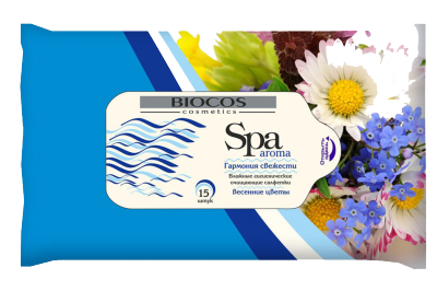 Влажные салфетки BioCos SPA Aroma весенние цветы, уп.15