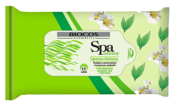 Влажные салфетки BioCos SPA Aroma зелёный чай с жасмином, уп.15