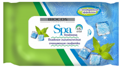 Влажные салфетки BioCos SPA freshness c охлаждающим эффектом, уп.15