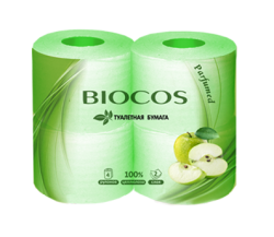 Туалетная бумага BioCos с ароматом яблока, уп. 4 рулона
