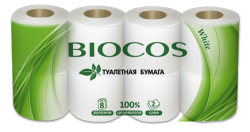 Туалетная бумага BioCos, уп. 8 рулона