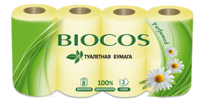  Туалетная бумага BioCos с ароматом ромашки, уп. 8 рулона        