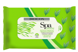 Влажные салфетки BioCos SPA Harmony с экстрактом зелёного чая, уп.15