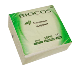 BioCos Салфетки бумажные, столовые, сервировочные, белые , уп. 50 шт.