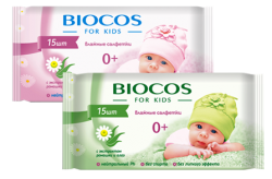 Детские влажные салфетки BioCos, 15 шт. 
