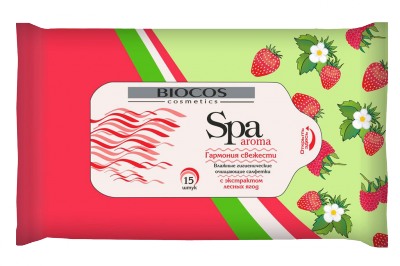 Влажные салфетки BioCos SPA Aroma с экстрактом лесных ягод, уп.15