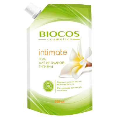 BIOCOS гель для интимной гигиены с экстрактом хлопка и молочной кислотой.